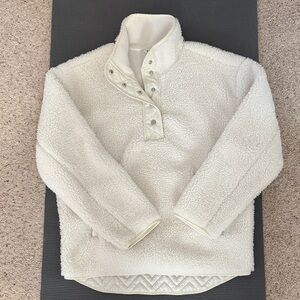 Athleta Ivory Sherpa Snap-Front Pullover